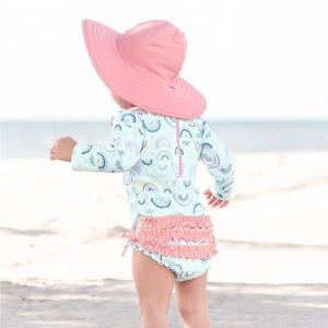 RuffleButts Pink Swim Hat - 12 months to 2T